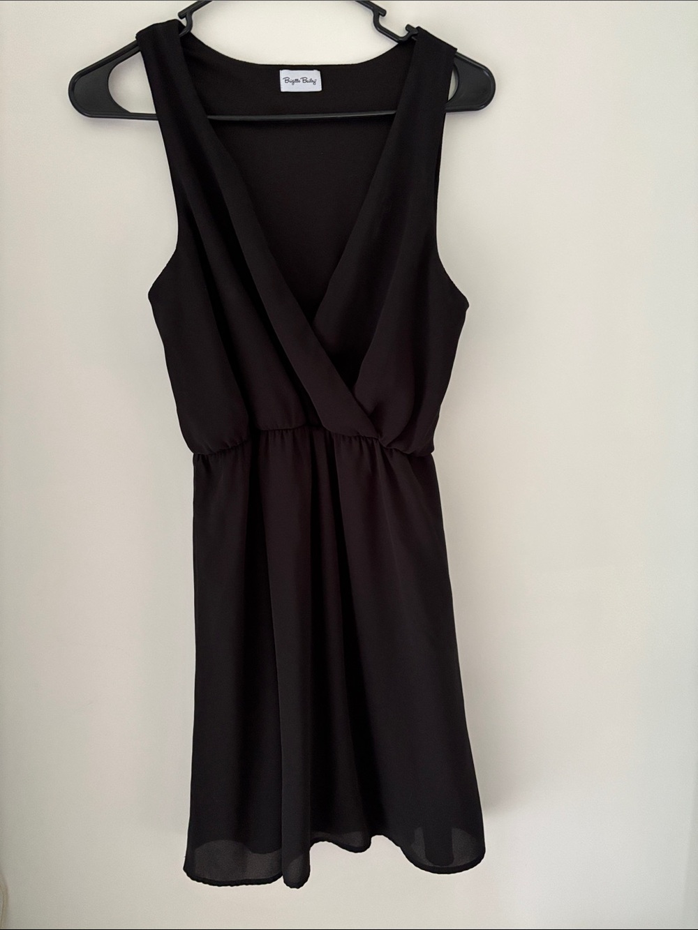 Papermoon Black V-Neck Sleeveless Wrap Mini Dress